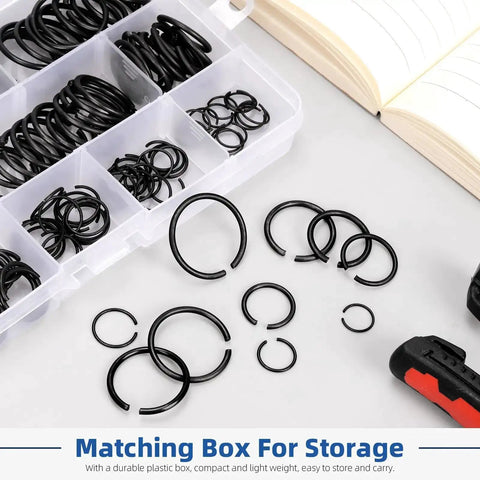 All In One Round Wire Snap Ring Kit 151 Pcs 10mm To 26mm Internal C Clips Assortment For Shafts With Clear Carry Case
