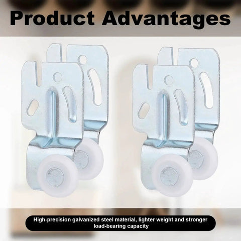 4 Pack Sliding Closet Door Hardware Roller Kit for Wardrobe and Cabinet Doors, Top-Hung Bypass Track System, close-up view