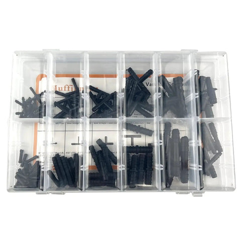 Vacuum Connector Assortment Kit For Automotive Vacuum Tubing Connectors Including Straight Reducer And Tee Connectors In Black Nylon