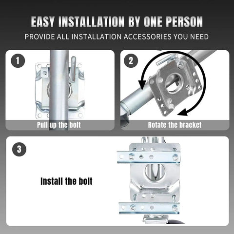Installation steps for Heavy Duty Bolt On Trailer Tongue Jack With Wheel 1000 Lbs 10 Inch Lift For RV