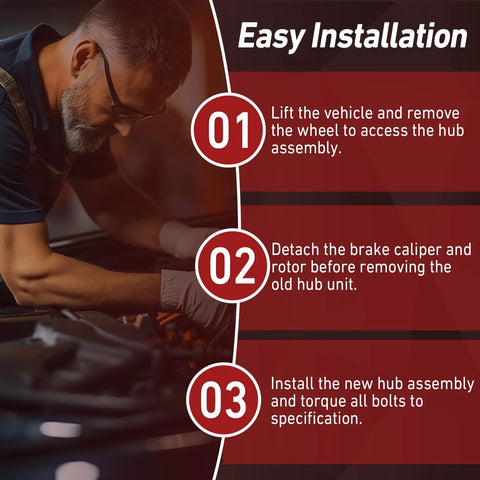Mechanic installing Rear Wheel Bearing And Hub Assembly For Prius, Corolla And Lexus CT200h - 5 Lug With ABS, Direct Fit Upgrade
