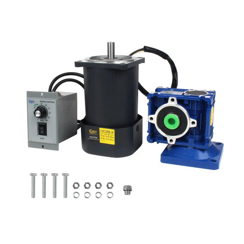 Heavy Duty 120W 110V AC Worm Gear Motor with Speed Governor Controller, NMRV30 gearbox, 1 to 10 Reduction, 14mm Output Shaft for industrial applications