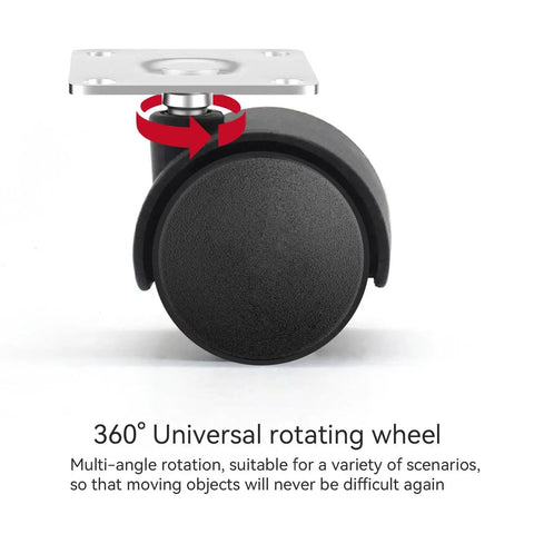 Close-up of nylon swivel wheel from Five Pack 1 Inch Furniture Casters Replacement Caster Set With Screws for tables and workbenches