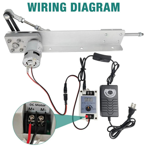 24V Adjustable Reciprocating Linear Actuator Wiring Diagram with Speed Controller and Remote