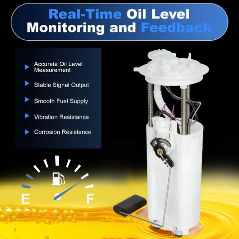 Electric Fuel Pump Drop In Replacement For Cadillac Escalade 1999 2000, Chevy Tahoe 1998 2000, GMC Yukon 1998 2000 5.7L V8 With OE Numbers 19367489 25314327 25314329 402P3972M 67368, Easy Plug And Play In Tank Fuel Pump Upgrade image showing real-time oil level monitoring features.