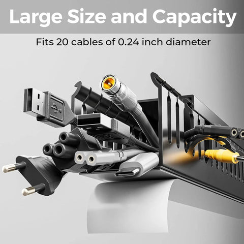 62.8 Inch Cable Raceway Kit For Under Desk Cable Management holding 20 cables, large capacity wire channel, durable PVC black