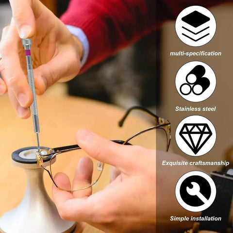 Repairing eyeglasses using 500Pcs Self Tapping Screw Kit M1.2 M1.4 M2 For Eyeglasses Watches Electronics And Laptop Repair screwdriver