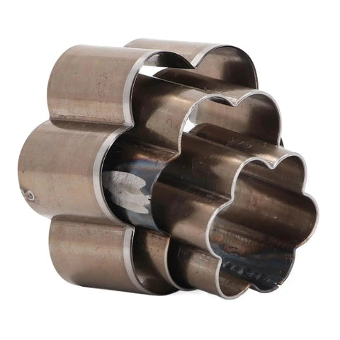 Flower Shaped Leather Hole Punch Die Set, 3-Piece Alloy Steel Punch Tools for crafting and leatherwork, close-up view.