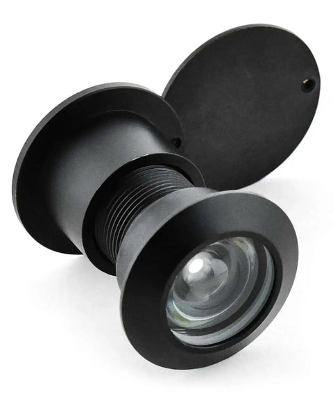 Solid Brass Door Viewer Peephole With 220 Degree View And Privacy Cover, Heavy Duty All Metal, Modern Black Finish, Side View