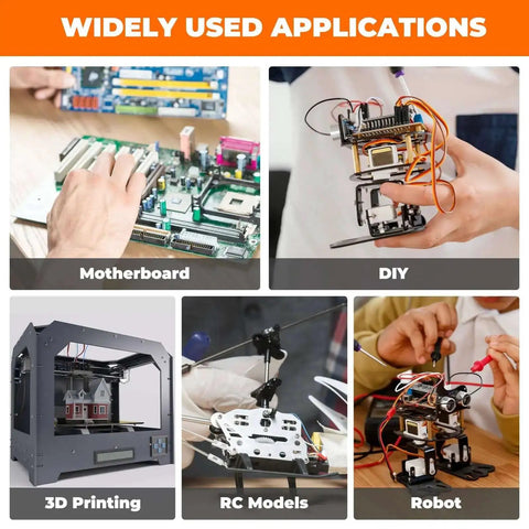 Collage showing applications of All In One Complete JST XH 2.5mm and DuPont 2.54mm Connector Kit in electronics and DIY projects