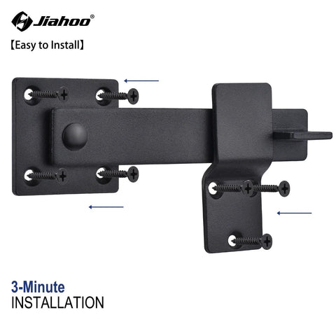 6 Inch Barn Door Flip Latch For Fence And Shed Gates Heavy Duty Solid Metal Iron Hardware In Matte Black Sliding Door Security Latch For Farm Gate Privacy Lock Durable Outdoor Gate Hardware, shown with mounting hardware for easy installation.
