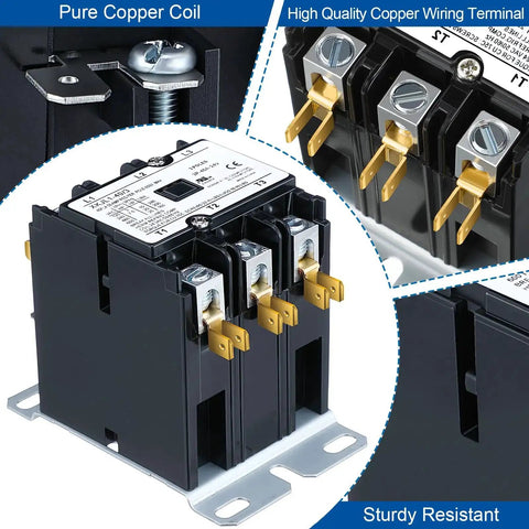 Beefy Three Pole 40 Amp HVAC Contactor With 24V Coil For Air Conditioners And Heat Pumps, Replacement Relay For Condenser, Replaces C230B