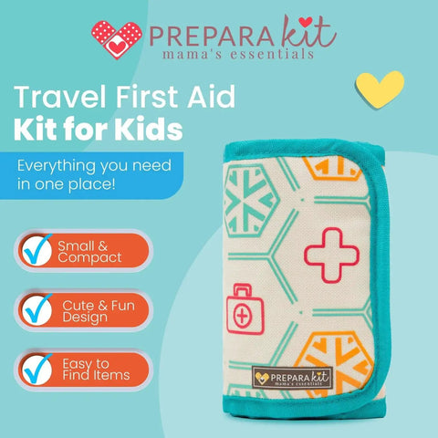 Travel First Aid Kit For Kids Designed By A Mom And A Nurse With A 75 Piece Kit Of Essential Medical Supplies In A Compact Teal Case