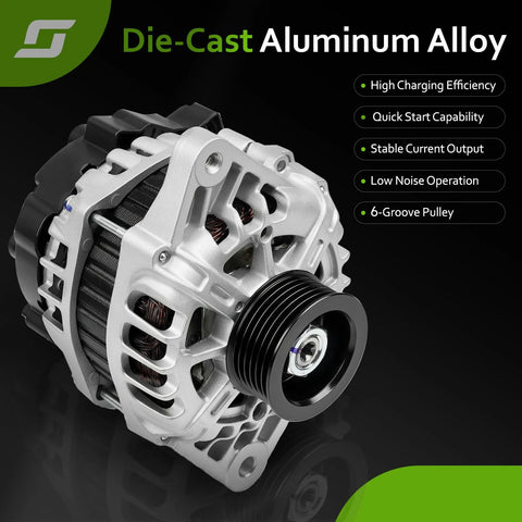 Beefed-Up Alternator Replacement For Hyundai Accent 2012-2017 Veloster 2012-2017 And Kia Rio 2012-2013 1.6L L4 Replaces 37300-2B510