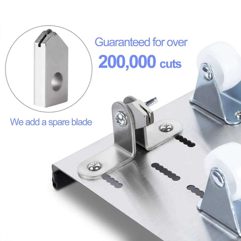 Glass Bottle Cutter Upgrade Kit With Five Support Wheels And Stainless Steel Base For Precise Round Bottle Cuts Pro Grade Quality Only For Round Bottles Wine Beer Liquor Champagne Bottles featuring a spare blade and sturdy components close-up