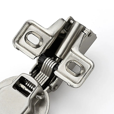 Close-up of 20 Pack 10 Pairs Half Inch Overlay Brushed Nickel Short Arm Kitchen Cabinet Hinges with Soft Close 105 Degree Concealed Hinges Includes Screwdriver and Mounting Screws for Face Frame Doors Ravinte.