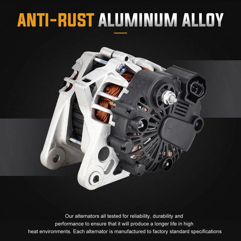 3 Pin 2L Alternator Replacement For Hyundai Elantra 2007 2012 Elantra Touring GLS SE 2011 2012 Kia Soul 2010 2011 Spectra 2007 2008 2009 Spectra5 SX 2007 2008 2009 Durable Reliable Replacement With Simple Plug And Play 3 Pin Connector made from anti-rust aluminum alloy