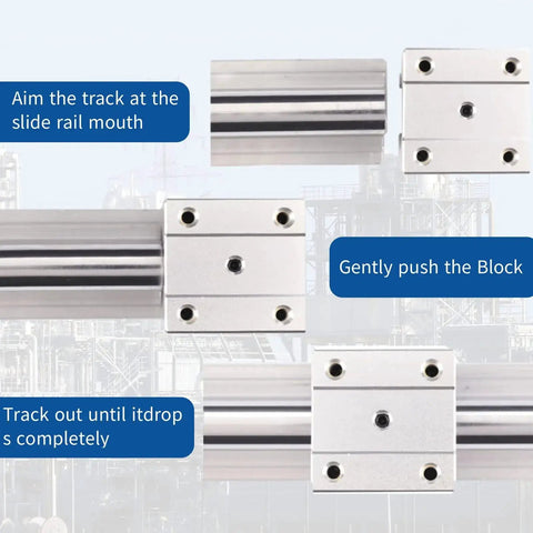 Linear Rail Kit With Two 1000mm SBR20 Rails And Four SBR20UU Carriage Blocks for DIY CNC Routers and Lathes, shown installed.