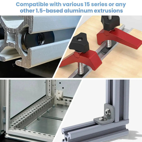 Twenty Pack 1/4-20 Threaded Centered Slide In T Slot Bolts For Aluminum Extrusion, installed in 15 series aluminum profiles, black zinc plated.