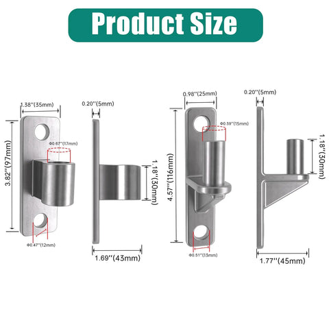Heavy Duty Gate Hinges 304 Stainless Steel One Piece Five Eighth Inch Pin Two Pack Wall Mounted For Farm Gates And Wooden Fences