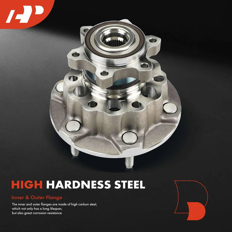 Front Wheel Bearing And Hub Assembly 6 Lug For Ford Transit 150 250 350 And Transit 350 HD AWD 2020 2021 2022 2023 Heavy Duty High Load Capacity Premium Replacement, showing high hardness steel flange.