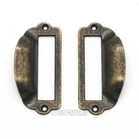16 Pack Zinc Alloy Antique Bronze Label Frame Drawer Pulls For Drawers And Cabinets Vintage Industrial Style Handle
