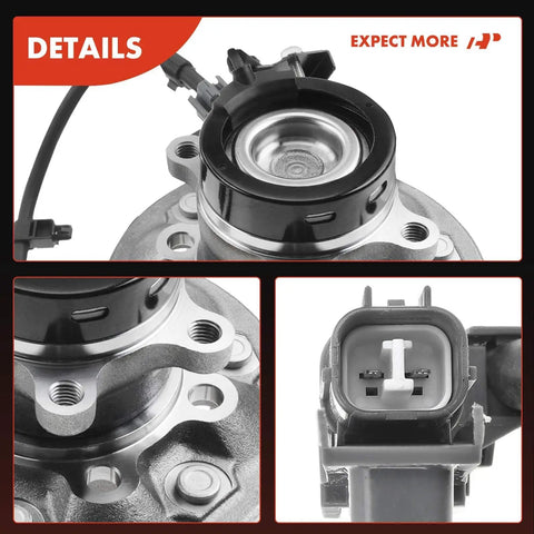 Close-up of Front Left Wheel Bearing And Hub Assembly With ABS And 6-Lug Fit For Chevy Colorado 2004-2008, GMC Canyon 2004-2008, Isuzu I-280 2006, I-290 2007-2008, I-370 2007-2008