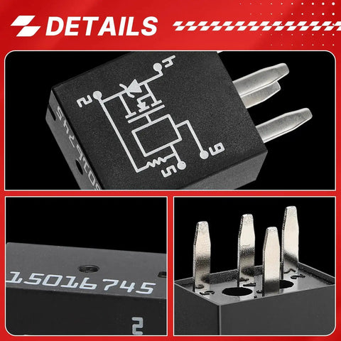 4 Pin Headlight Relay Fuse Module Replacement For Chevy Trailblazer GMC Buick Saab 9 7x Isuzu Pontiac Oldsmobile close-up details
