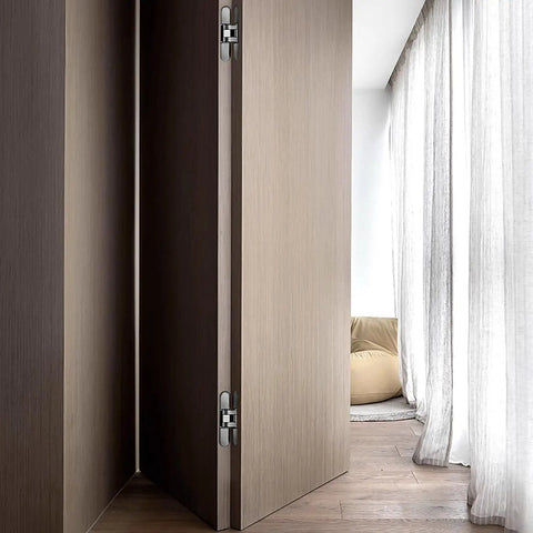 Hidden Door Hinges 7 Inch Set Heavy Duty Concealed Hinges Adjustable 180 Degree 3D Invisible Hinges For Secret Doors With Smooth Close And High Weight Capacity Up To 177 Lb Pacify installed