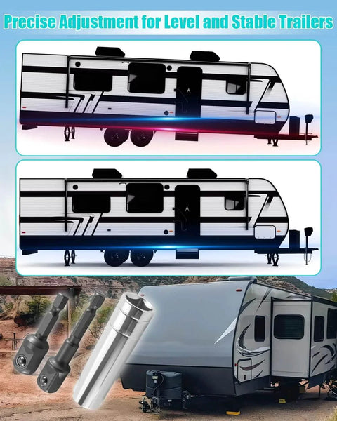 Image showing Crank Handle Adapter For Coleman Fleetwood Pop Up Campers With Three Eighth Inch Socket Drill Attachment For Trailer Jack Lift