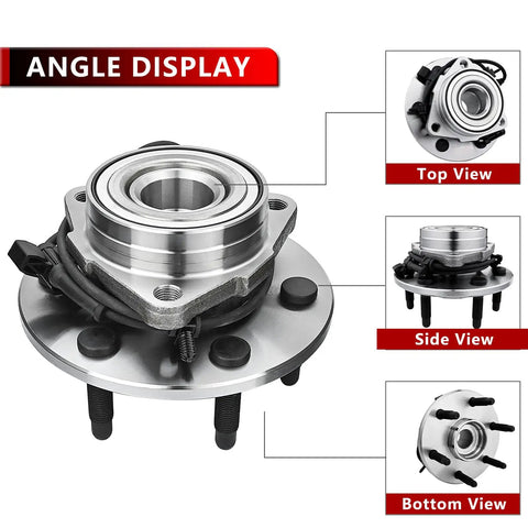 Front Wheel Hub And Bearing Assembly With ABS For 4WD GM Trucks And Vans Beefy Replacement Built To Last, multiple angle views