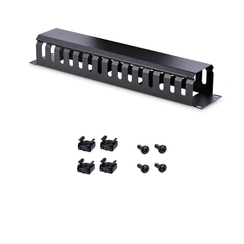 Horizontal 2U Server Rack Cable Management Finger Duct With Cover for 19 Inch network racks with slotted wire duct raceway panel.