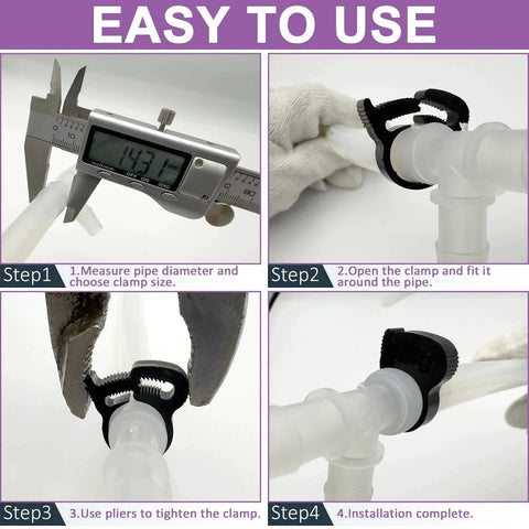 146 Piece Nylon Hose Clamp Set With Double Grip Ratcheting Clamps In 10 Sizes Ranging From 6.1 To 26.1 Mm In A Sturdy Plastic Storage Box POM Material Perfect Assortment Kit For Automotive And Household Tubing Sealing installation steps
