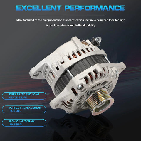 Beefed-Up 7-Groove 12V Alternator Replacement For 2013-2017 Pathfinder 3.5L V6, 2015-2017 Murano, front view highlighting design