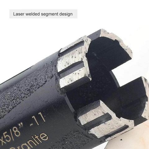 Close-up of One And Three Eighths Inch Dry Diamond Core Drill Bit With Five Eighths Eleven Thread For Granite And Masonry Vacuum Brazed
