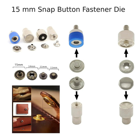 15 mm snap button fastener die set for All In One Hand Press Kit For Snap Buttons Grommets Eyelets Rivets and Popper Fasteners
