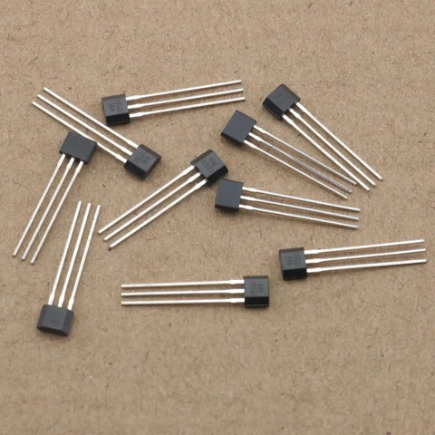 Hall Effect Sensor Kit With 49E OH49E SS49E S49E TO 92 3 Pin Hall Sensor Elements Magnetic Detectors on brown background