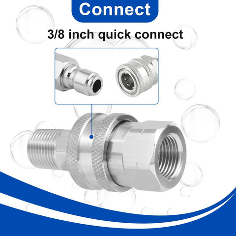 Wayona 8-piece stainless steel pressure washer quick-connect kit, 3/8 in hose fittings