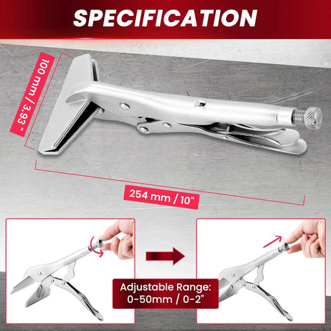 Heavy Duty 10 Inch Locking Sheet Metal Clamp With Adjustable Pliers, Duck Bill Panel Clamp for Metalworking, Nickel Plated