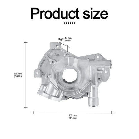 Drop In Engine Oil Pump Replacement M340 For Ford F150 F250 Super Duty 5.4L 4.6L V8 with dimensions and mounting points shown