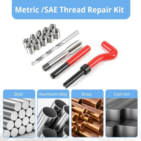 15-Piece Thread Insert Repair Kit For M14x1.5 Female Threads With Drill, Tap, Wrench, Break Pin, Hex Wrench, And Organizer Box