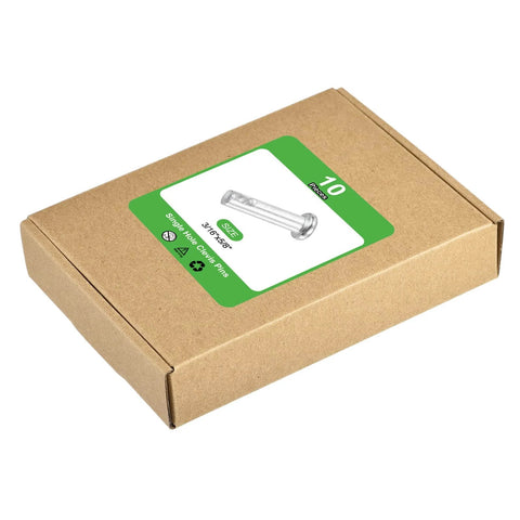 Box of Set Of 10 Pro Grade Three Sixteenth Inch By Five Eighths Inch Single Hole Clevis Pins In Carbon Steel With Flat Heads