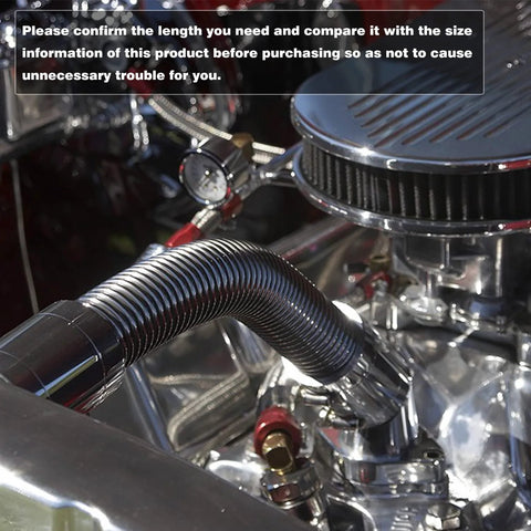 Hypertune 48-inch stainless steel radiator hose kit with 4 clamps, black, installed in engine bay