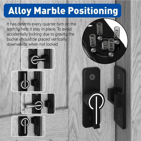 Luminous Barn Door Lock Latch For Night Visible Privacy 90 Degree Heavy Duty Gate Latch with glow in the dark coating installed on door