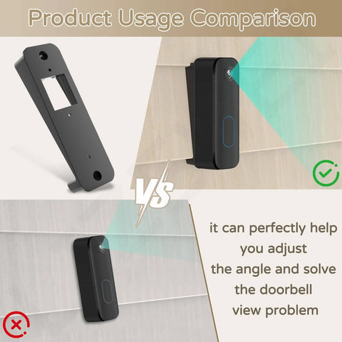 Vinyl Siding Mount Bracket For Video Doorbell Fits 4 Inch Vinyl Siding Hardie Board And Aluminum Black Finish Includes Screws No Fuss Easy Install On Exterior Siding For A Secure Clean Look, shown in side-by-side comparison with installation on siding.