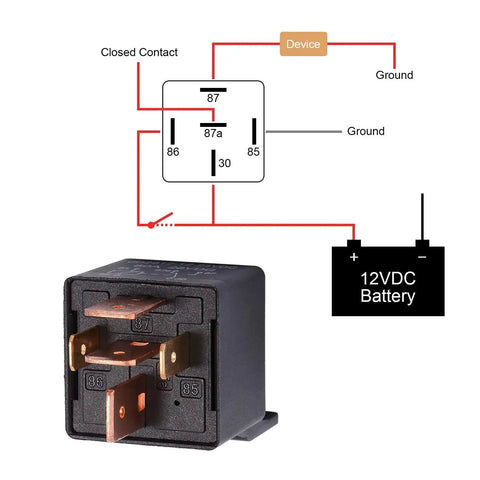 Diagram and relay for Two Pack 12V 80A Heavy Duty SPDT Car Relay With Harness And Socket Kit 5 Pin On Off Normally Open 5 Wire Automotive Relay
