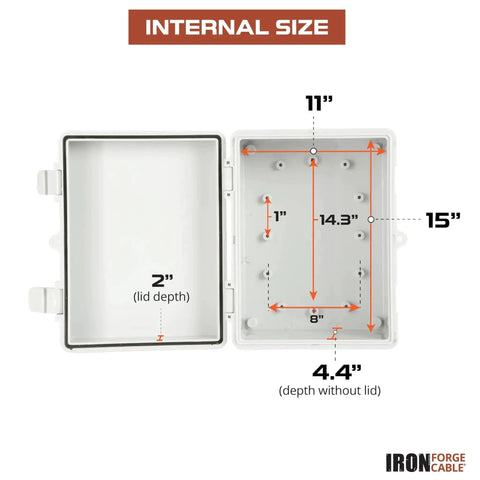 Extra Large Outdoor Waterproof Junction Box With Hinged Panel Cover IP65 Rated Electrical Enclosure inside dimensions