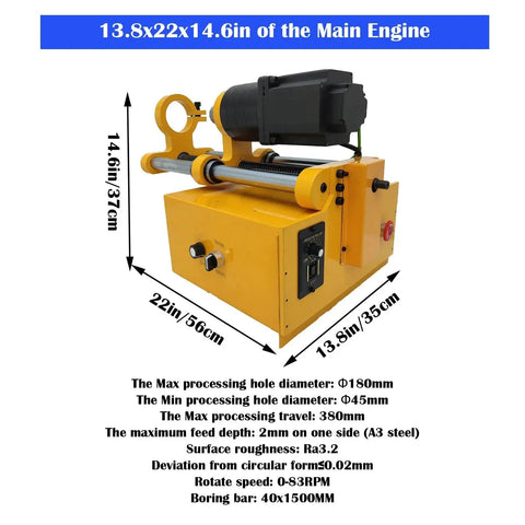 Portable Line Boring Machine For Onsite Repairs INTBUYING XDT40 with five-foot boring bar, 110V motor, and control features