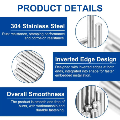 Product details of 20 Piece Dowel Pin Set 2.5mm By 35mm Stainless Steel 304 Rust Resistant Durable Hardware Kit with support pegs.