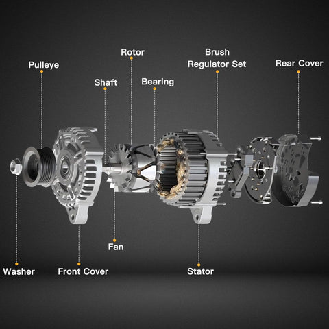 Boost Your Ride With 80A High Output Automotive Alternator Replacement For Subaru Impreza And Forester H4 Engines 99 02 exploded view